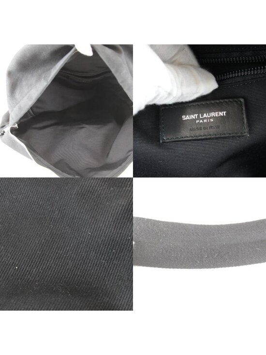 Saint Laurent Yves Studded Backpack Cotton Canvas Black